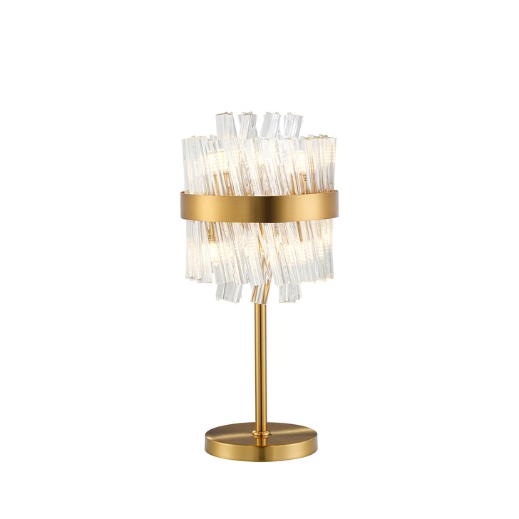 Idolite Caspian 6 Light Table Lamp Brass With Clear Glass Rods