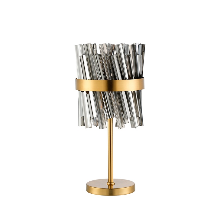 Idolite Caspian 6 Light Table Lamp Brass With Smoked Glass Rods