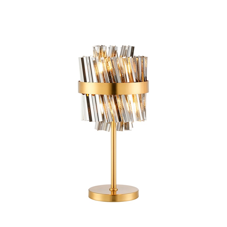 Idolite Caspian 6 Light Table Lamp Brass With Smoked Glass Rods