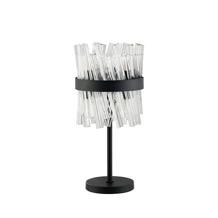 Idolite Caspian 6 Light Table Lamp Satin Black With Clear Glass Rods