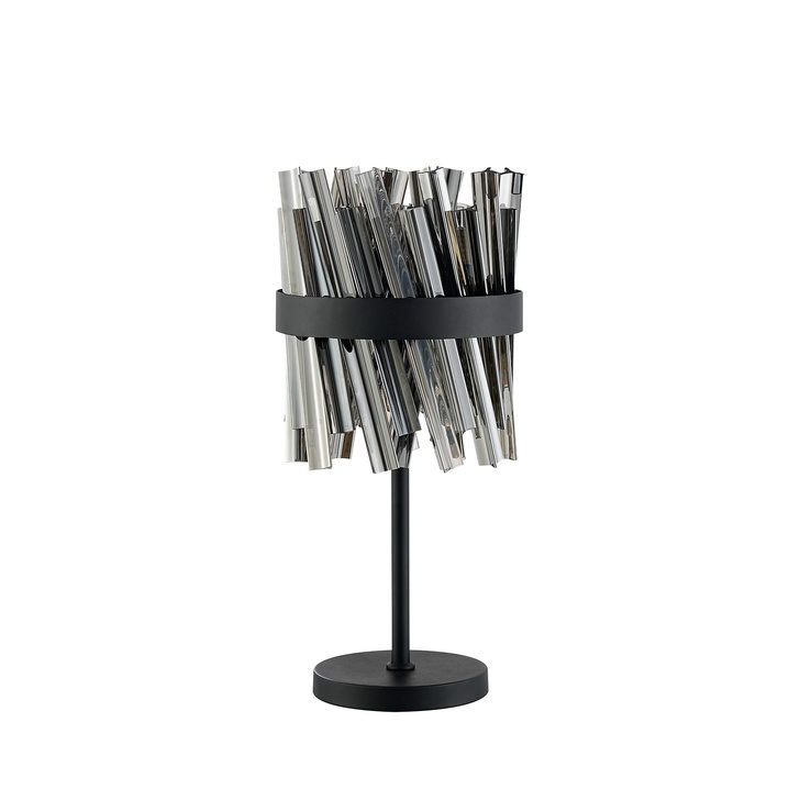 Idolite Caspian 6 Light Table Lamp Satin Black With Smoked Glass Rods