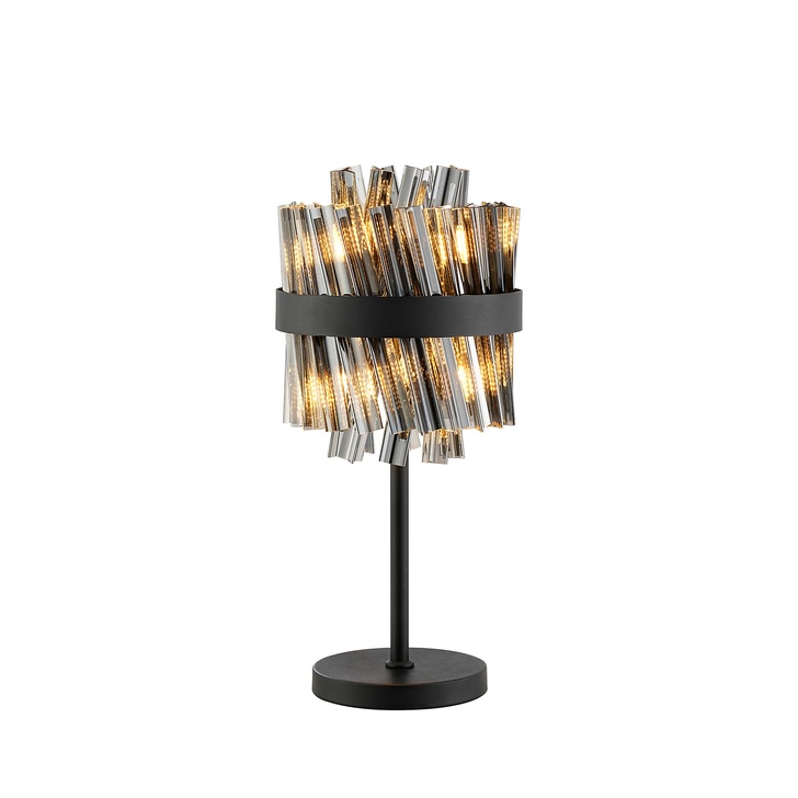 Idolite Caspian 6 Light Table Lamp Satin Black With Smoked Glass Rods