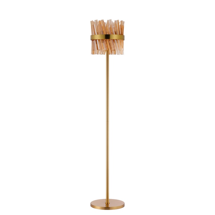 Idolite Caspian 8 Light Floor Lamp Brass With Amber Glass Rods