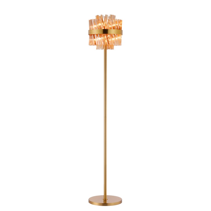 Idolite Caspian 8 Light Floor Lamp Brass With Amber Glass Rods