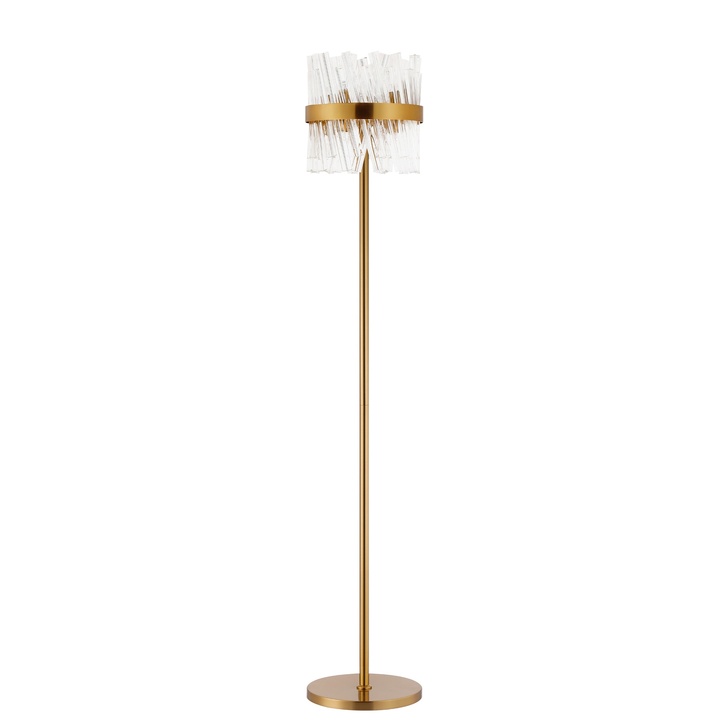 Idolite Caspian 8 Light Floor Lamp Brass With Clear Glass Rods