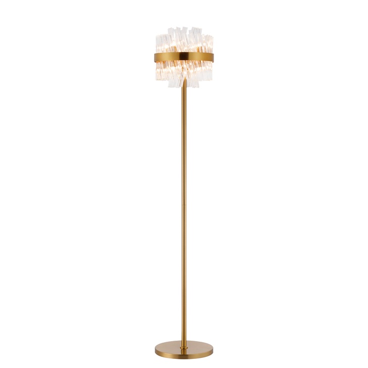 Idolite Caspian 8 Light Floor Lamp Brass With Clear Glass Rods