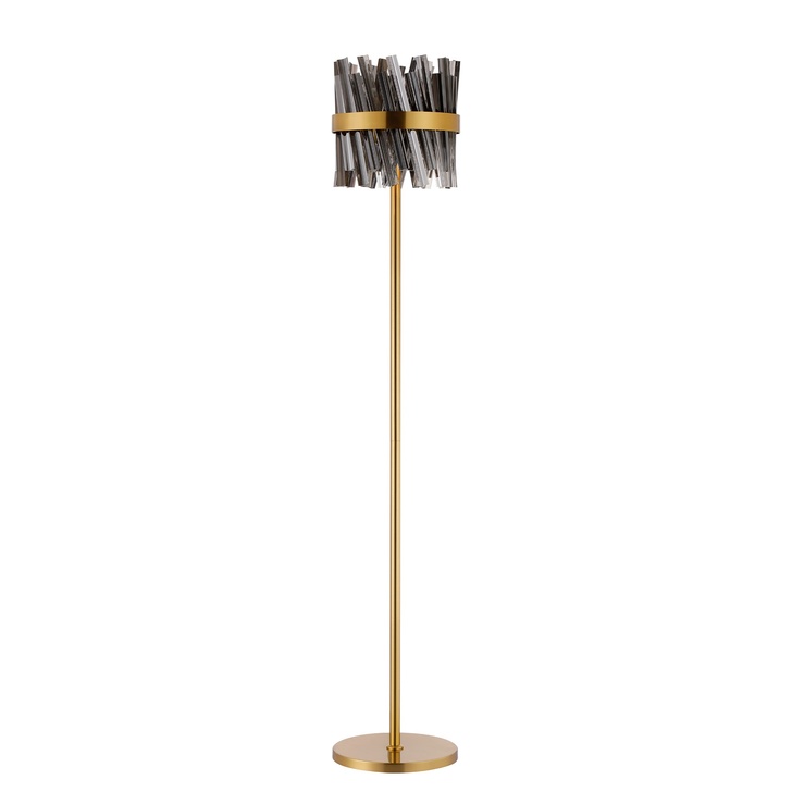 Idolite Caspian 8 Light Floor Lamp Brass With Smoked Glass Rods