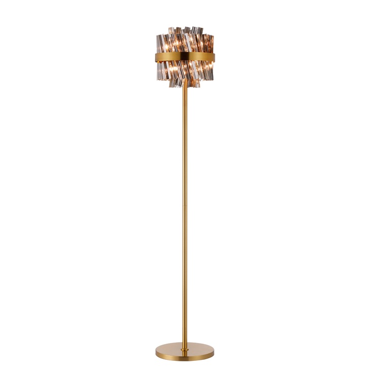 Idolite Caspian 8 Light Floor Lamp Brass With Smoked Glass Rods