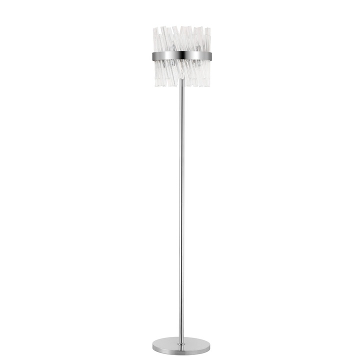 Idolite Caspian 8 Light Floor Lamp Polished Nickel With Clear Glass Rods