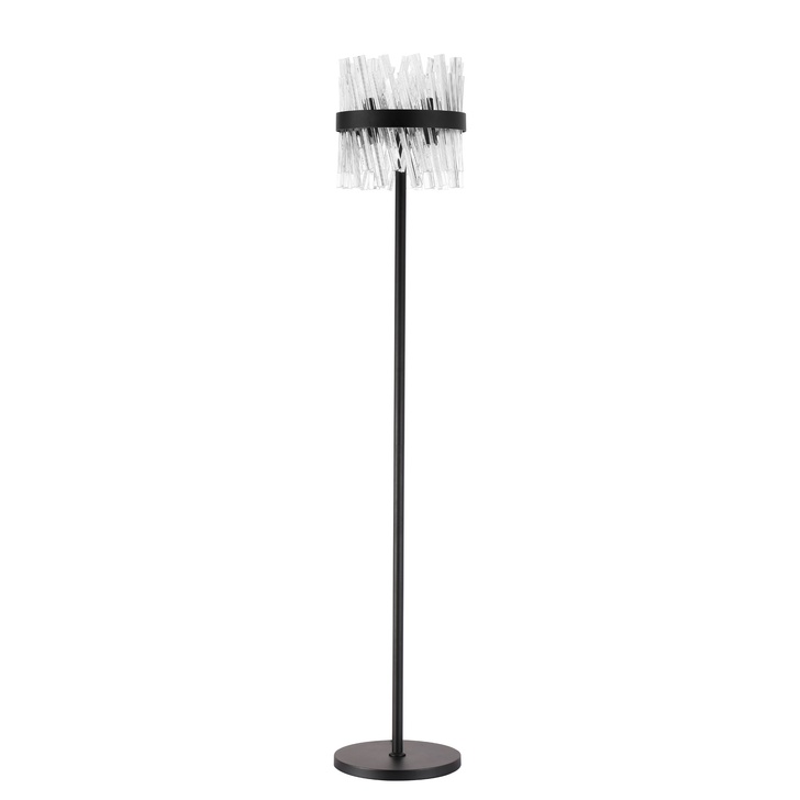 Idolite Caspian 8 Light Floor Lamp Satin Black With Clear Glass Rods