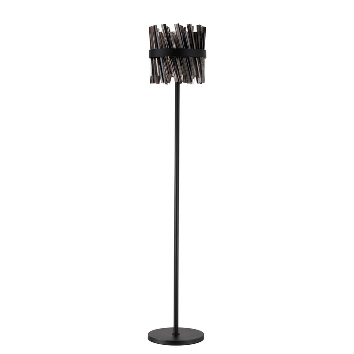 Idolite Caspian 8 Light Floor Lamp Satin Black With Smoked Glass Rods