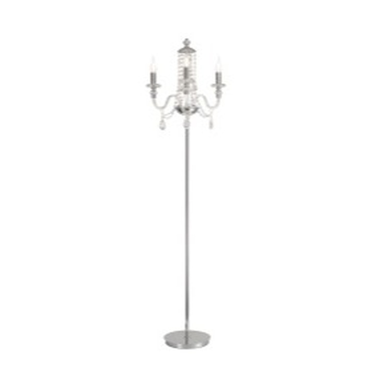 Idolite Caucasus Polished Chrome 3 Light Crystal Floor Lamp