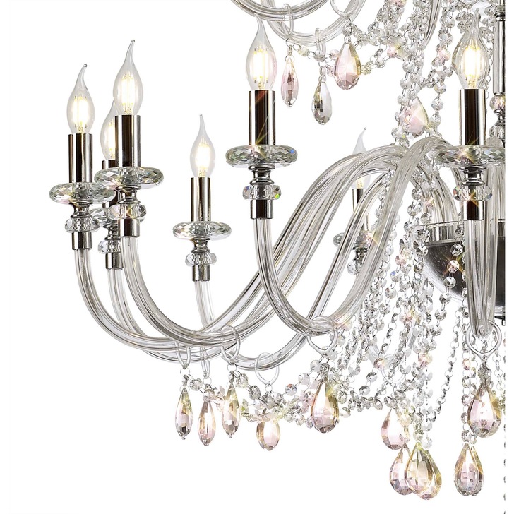 Idolite Caucasus Polished Chrome 3 Tier 29 Light Crystal Chandelier