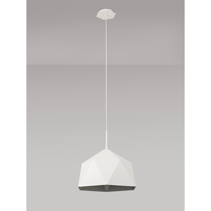 Idolite Celeste White Finish Single Pendant Light C/W Silver Inner