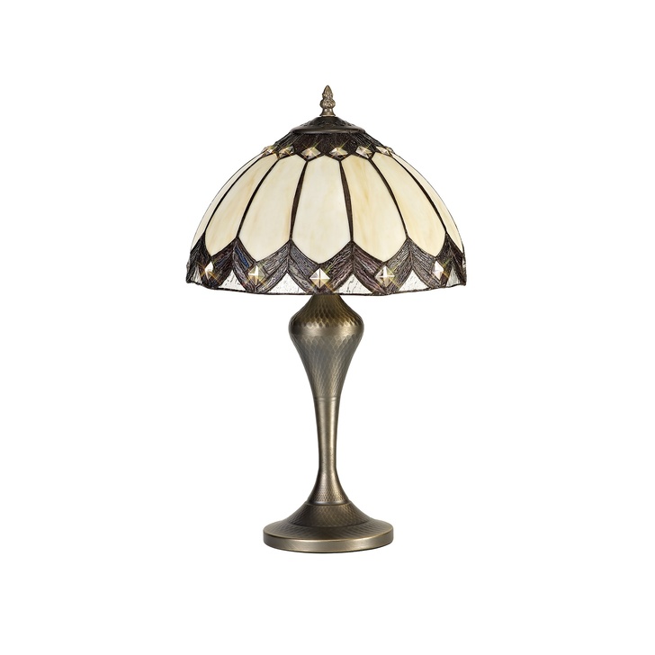 Idolite Chigwell Brown/Cream/Aged Antique Brass Table Lamp