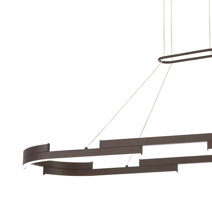 Idolite Chislett 1.2M Linear Island Pendant Light In Brown Oxide - 3 Step Dimming - 4000K