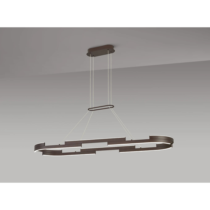 Idolite Chislett 1.2M Linear Island Pendant Light In Brown Oxide - 3 Step Dimming - 4000K