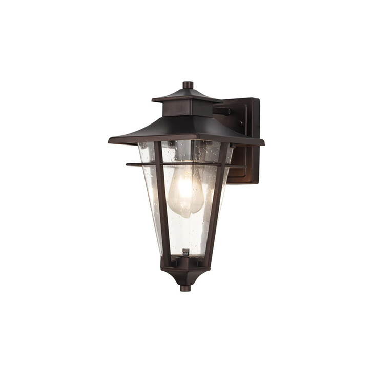 Idolite Congleton Oil Rubbed Brass Finish Diamond Frame Downward Facing Exterior Wall Light Complete With Clear Seeded Glass - IP54
