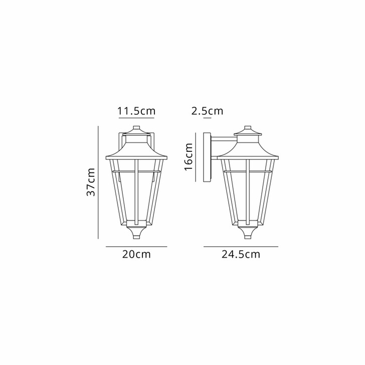 Idolite Congleton Oil Rubbed Brass Finish Diamond Frame Downward Facing Exterior Wall Light Complete With Clear Seeded Glass - IP54
