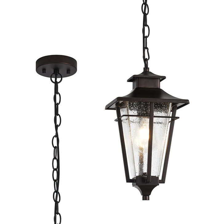Idolite Congleton Oil Rubbed Brass Finish Diamond Frame Downward Facing Outdoor Pendant Light Complete With Clear Seeded Glass - IP54