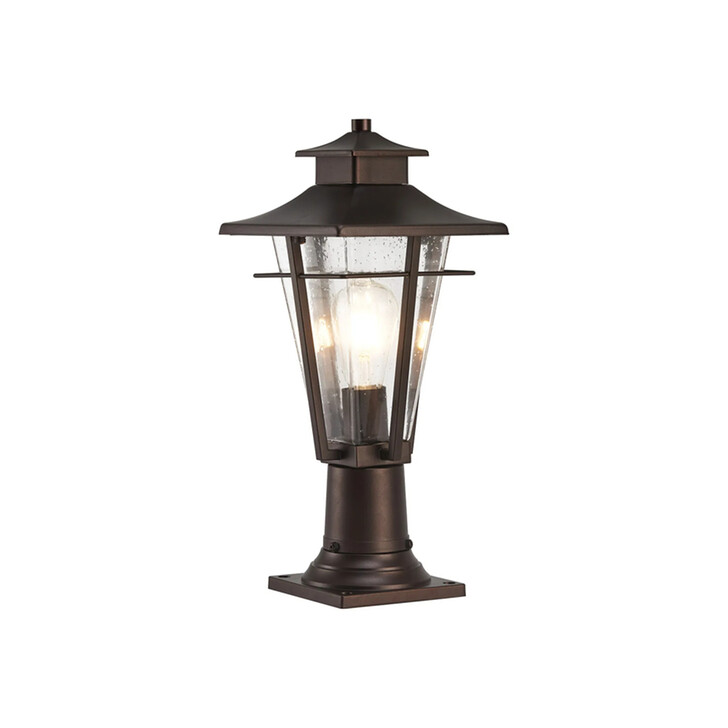 Idolite Congleton Oil Rubbed Brass Finish Diamond Frame Outdoor Post Lamp Complete With Clear Seeded Glass - IP54
