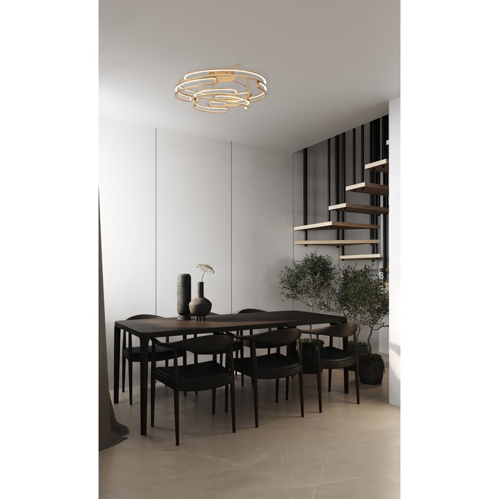 Idolite Conlon Brushed Gold Finish Two-Tier Flush Led Ceiling Light With 3 Step Dimming - 3000K