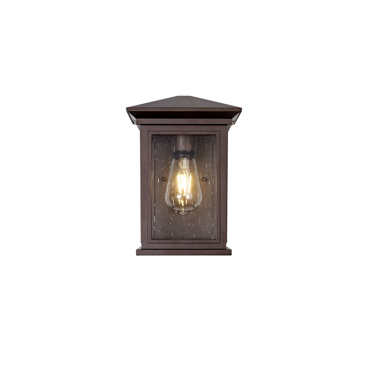 Idolite Cook Antique Bronze Flush Exterior Wall Light Complete With Clear Seeded Glass - IP54