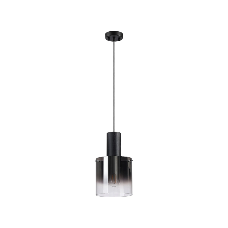 Idolite Crewe Single Pendant Light Satin Black With Smoke Fade Glass