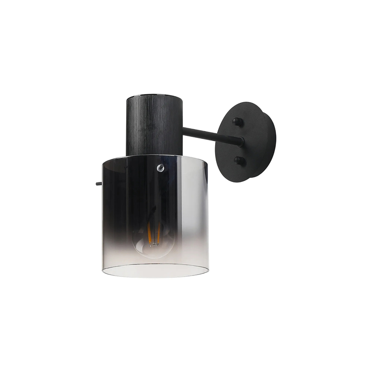 Idolite Crewe Single Wall Light Satin Black With Smoke Fade Glass