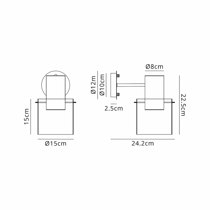 Idolite Crewe Single Wall Light Satin Black With Smoke Fade Glass