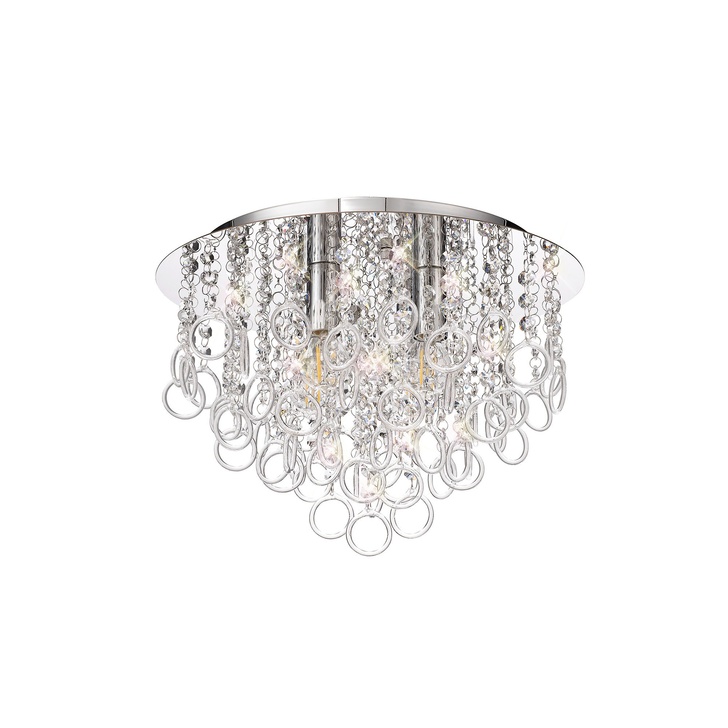 Idolite Dale Polished Chrome Finish 4 Light Flush Crystal Ceiling Light