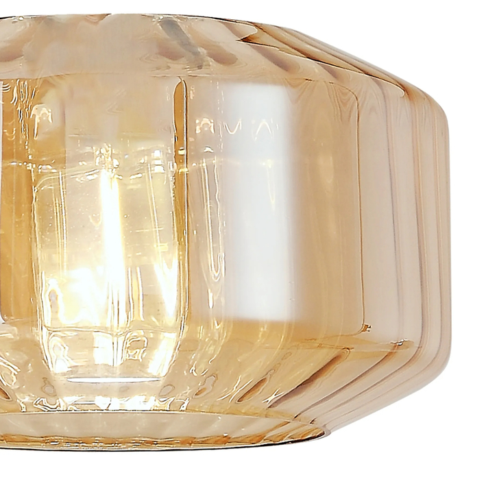 Idolite Devine 30x16.5cm Chamfered Round Rippled Glass Shade Amber Plated