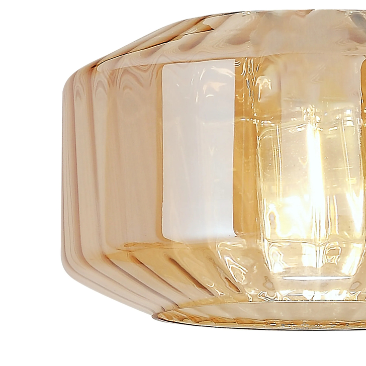 Idolite Devine 30x16.5cm Chamfered Round Rippled Glass Shade Amber Plated