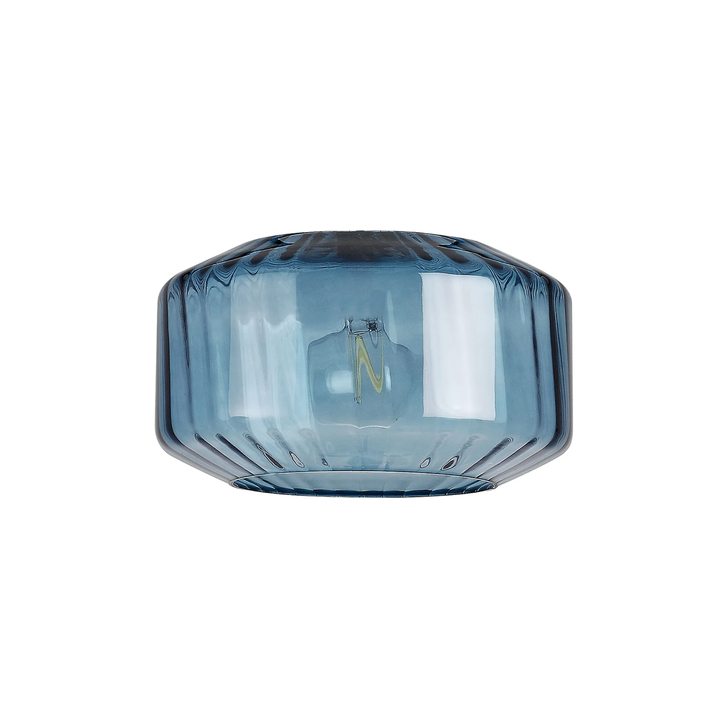 Idolite Devine 30x16.5cm Chamfered Round Rippled Glass Shade Blue