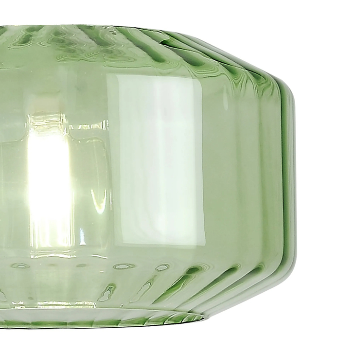 Idolite Devine 30x16.5cm Chamfered Round Rippled Glass Shade Green