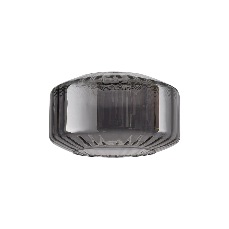 Idolite Devine 30x16.5cm Chamfered Round Rippled Glass Shade Smoke Plated