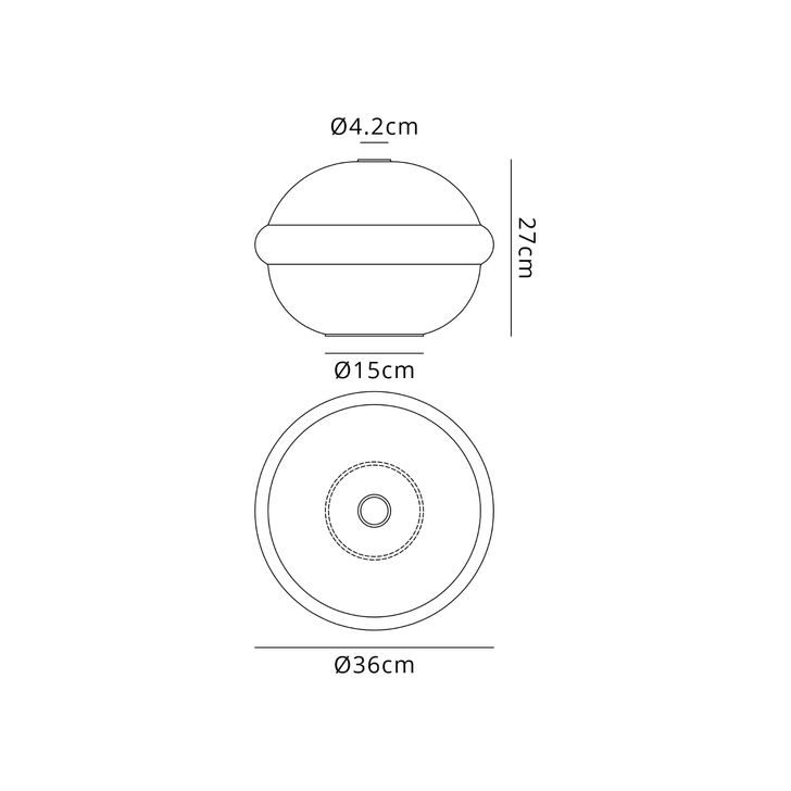 Idolite Devine 36x27cm Open Mouth Round Ripple Smoke Round Glass (AP), Shade