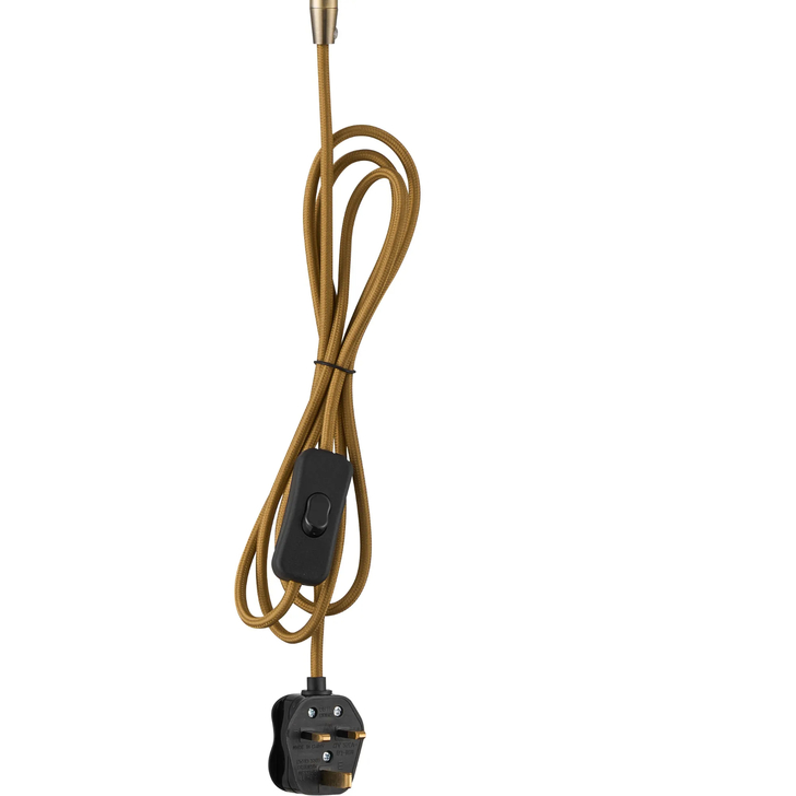 Idolite Devine 50cm Antique Brass Curved 1 Light E27 Inline Switch Wall Light With Plug (FRAME ONLY)