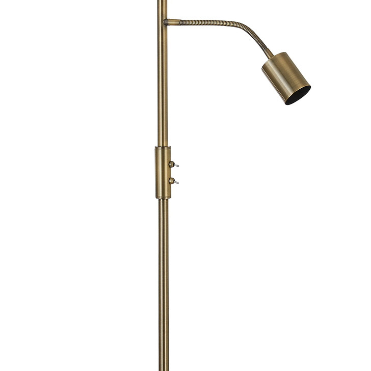 Idolite Devine Antique Brass 1 Light E27 + Reading 1 Light GU10, 166cm Downward Floor Lamp Without Shade,
