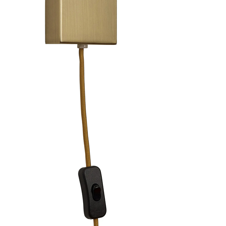 Idolite Devine Antique Brass 1 Light E27 Switched Wall Light With Plug (FRAME ONLY)