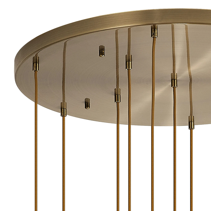 Idolite Devine Antique Brass 11 Light E27 3.5m Round Multiple Pendant (FRAME ONLY)