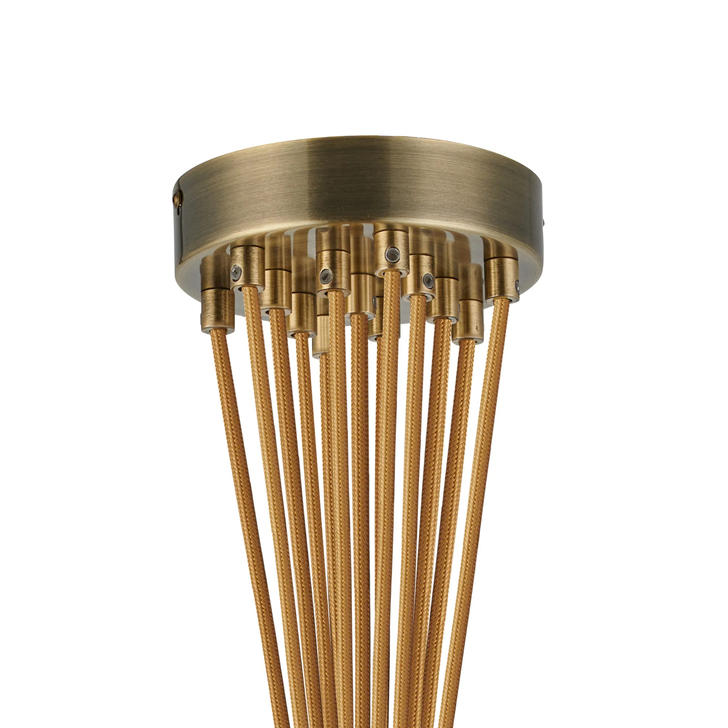 Idolite Devine Antique Brass 13 Light E27 2m Cluster Pendant (FRAME ONLY), Suitable For A Vast Selection Of Glass Shades