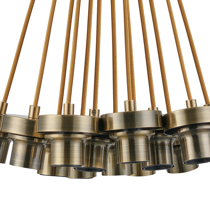 Idolite Devine Antique Brass 13 Light E27 2m Cluster Pendant (FRAME ONLY), Suitable For A Vast Selection Of Glass Shades