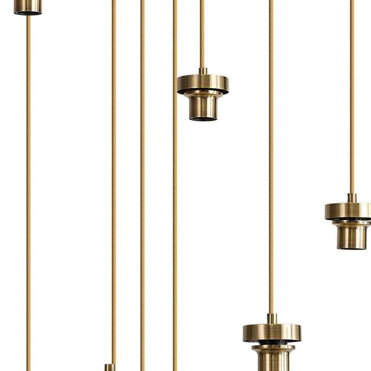 Idolite Devine Antique Brass 13 Light E27 4m Round Multiple Pendant (FRAME ONLY)