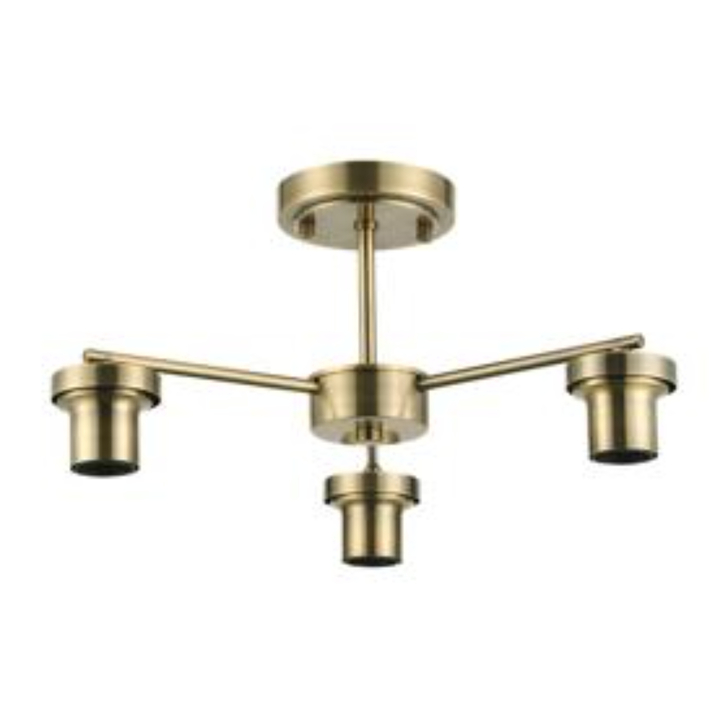 Idolite Devine Antique Brass 3 Light Downward Semi Ceiling (FRAME ONLY)