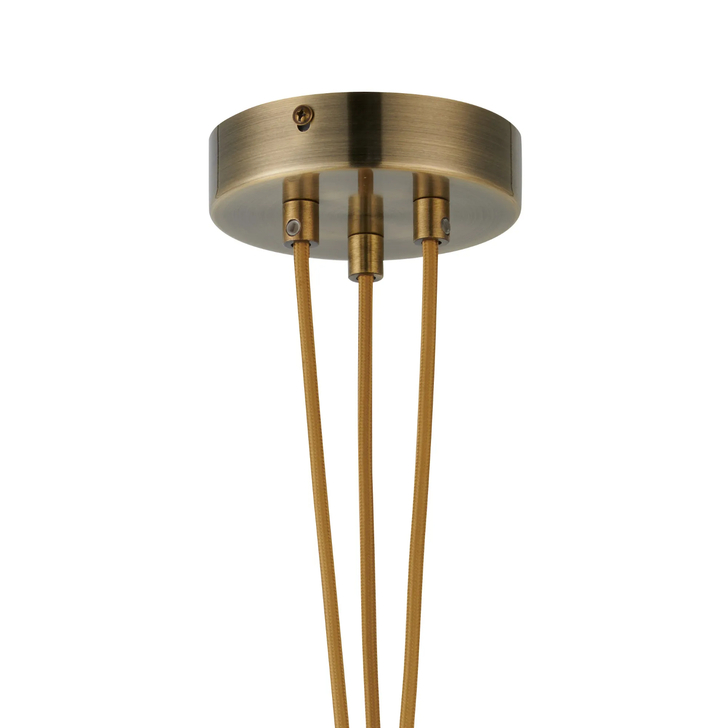 Idolite Devine Antique Brass 3 Light E27 1m Cluster Pendant (FRAME ONLY), Suitable For A Vast Selection Of Glass Shades