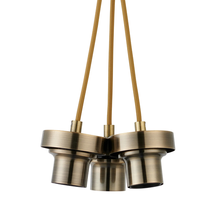 Idolite Devine Antique Brass 3 Light E27 1m Cluster Pendant (FRAME ONLY), Suitable For A Vast Selection Of Glass Shades