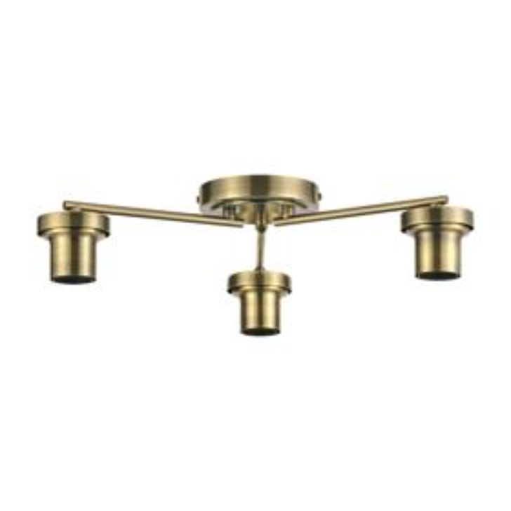 Idolite Devine Antique Brass 3 Light Flush Ceiling (FRAME ONLY)