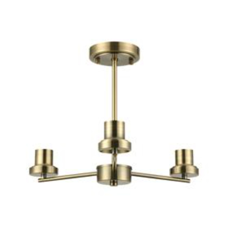 Idolite Devine Antique Brass 3 Light Upward Semi Ceiling (FRAME ONLY)