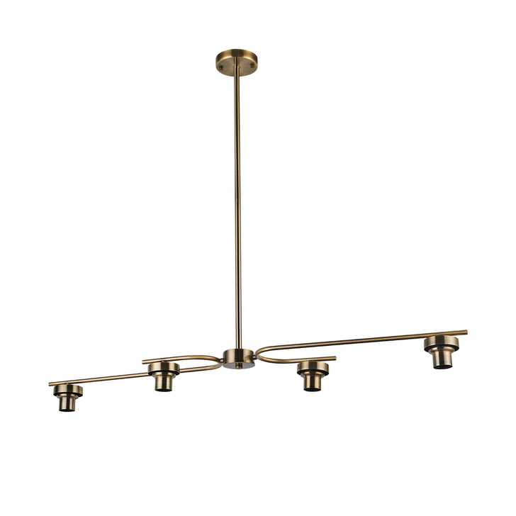 Idolite Devine Antique Brass 4 Light E27 Fixed Linear Pendant (FRAME ONLY)